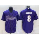 Baltimore Ravens #8 Lamar Jackson Purple With Patch Cool Base Stitched Baseball Jersey