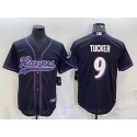 Baltimore Ravens #9 Justin Tucker Black With Patch Cool Base Stitched Baseball Jersey