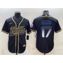 Buffalo Bills #17 Josh Allen Black Smoke Fashion With Patch Cool Base Stitched Baseball Jersey