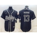 Miami Dolphins #13 Dan Marino Black Reflective With Patch Cool Base Stitched Baseball Jersey