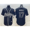 Miami Dolphins #17 Jaylen Waddle Black Reflective With Patch Cool Base Stitched Baseball Jersey