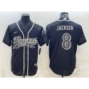 Baltimore Ravens #8 Lamar Jackson Black Reflective With Patch Cool Base Stitched Baseball Jersey