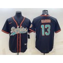 Miami Dolphins #13 Dan Marino Black With Patch Cool Base Stitched Baseball Jersey