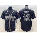 Tampa Bay Buccaneers #12 Tom Brady Black Reflective With Patch Cool Base Stitched Baseball Jersey