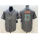 Miami Dolphins #13 Dan Marino Grey With Patch Cool Base Stitched Baseball Jersey