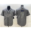 Seattle Seahawks #7 Geno Smith Grey With Patch Cool Base Stitched Baseball Jersey