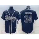 Las Vegas Raiders #34 Bo Jackson Black Reflective With Patch Cool Base Stitched Baseball Jersey