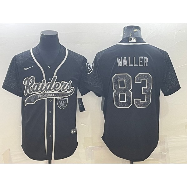 Las Vegas Raiders #83 Darren Waller Black Reflective With Patch Cool Base Stitched Baseball Jersey