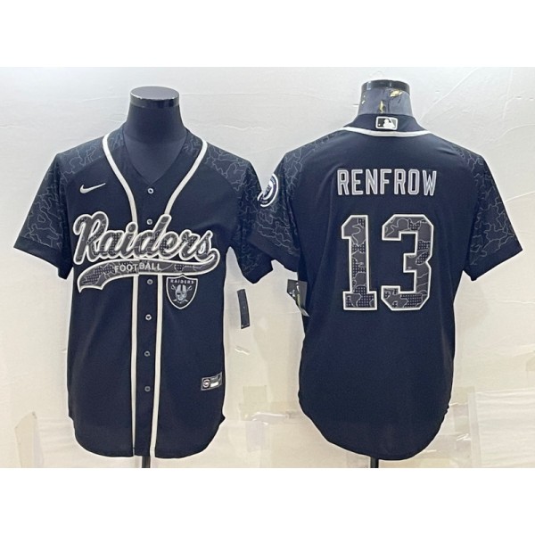 Las Vegas Raiders #13 Hunter Renfrow Black Reflective With Patch Cool Base Stitched Baseball Jersey