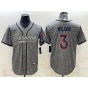 Denver Broncos #3 Russell Wilson Grey With Patch Cool Base Stitched Baseball Jersey