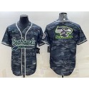 Seattle Seahawks Grey Camo Team Big Logo With Patch Cool Base Stitched Baseball Jersey