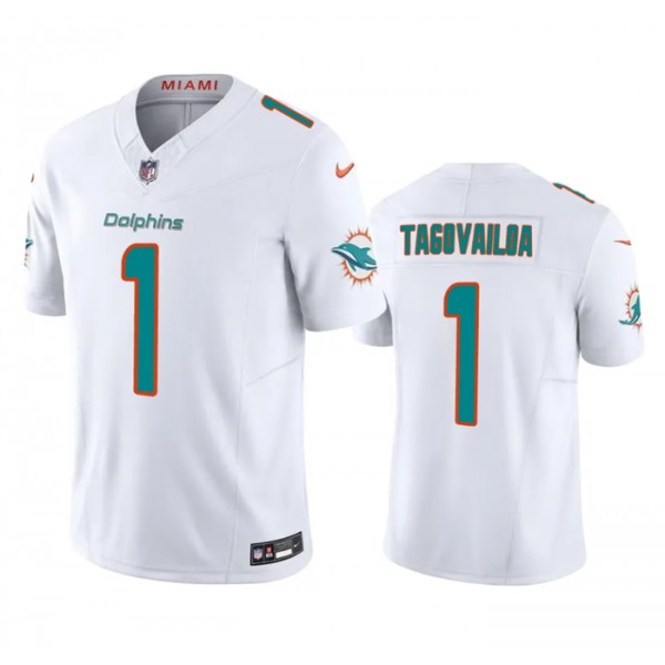 Miami Dolphins #1 Tua Tagovailoa White 2023 F.U.S.E Vapor Limited Stitched Jersey