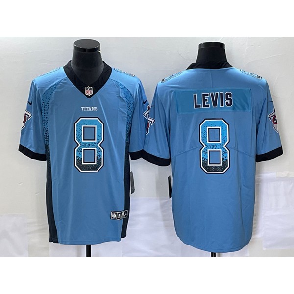 Tennessee Titans #8 Will Levis Blue Drift Fashion Color Rush Limited Stitched Jersey