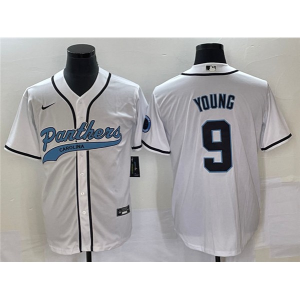 Carolina Panthers #9 Bryce Young White With Patch Cool Base Stitched Jersey