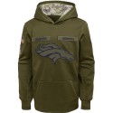 Youth Denver Broncos Olive Salute To Service Pullover Performance NFL Hoodie