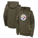 Youth Pittsburgh Steelers 2022 Olive Salute To Service Therma Performance Pullover Hoodie
