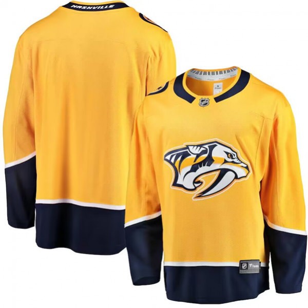 Nashville Predators Blank Gold Breakaway Home Stitched Jersey