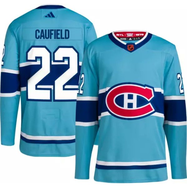 Montreal Canadiens #22 Cole Caufield Blue 2022-23 Reverse Retro Stitched Jersey