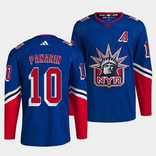 New York Rangers #10 Artemi Panarin Blue 2022-23 Reverse Retro Stitched Jersey