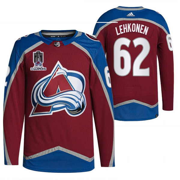 Colorado Avalanche #62 Artturi Lehkonen 2022 Burgundy Stanley Cup Champions Patch Stitched Jersey