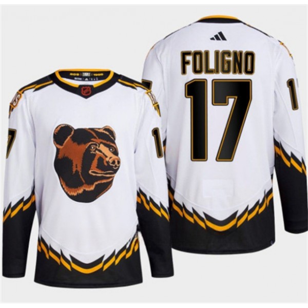 Boston Bruins #17 Nick Foligno White 2022-23 Reverse Retro Stitched Jersey