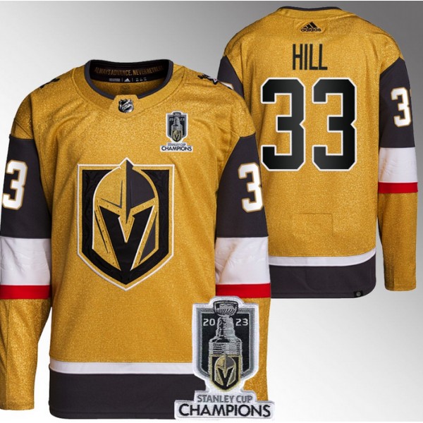 Vegas Golden Knights #33 Adin Hill Gold 2023 Stanley Cup Champions Stitched Jersey