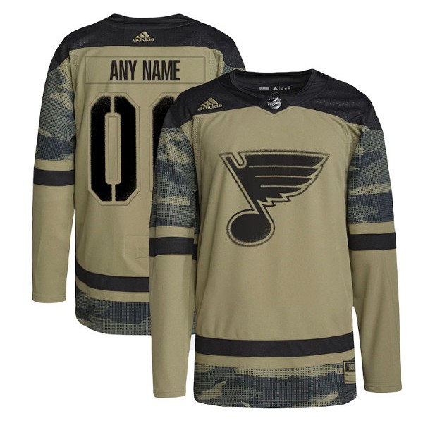 St. Louis Blues Custom 2022 Camo Military Appreciation Night Stitched Jersey