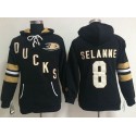 Anaheim Ducks #8 Teemu Selanne Black Women's Old Time Heidi NHL Hoodie