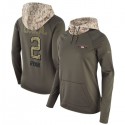 Women's Atlanta Falcons #2 Matt Ryan Olive Salute To Service Sideline Therma Pullover Hoodie