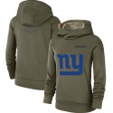 Women's New York Giants Olive Salute To Service Team Logo Performance Pullover NFL Hoodie