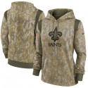 Women's New Orleans Saints 2021 Camo Salute To Service Therma Performance Pullover Hoodie(Run Small)