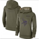 Women's Minnesota Vikings Olive Salute To Service Team Logo Performance Pullover NFL Hoodie