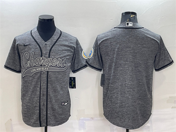 Los Angeles Chargers Blank Gray With Patch Cool Base Stitched Jersey
