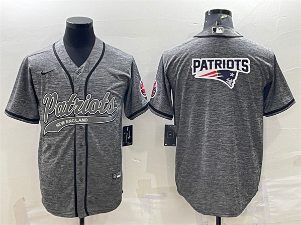 New England Patriots Gray Team Big Logo With Patch Cool Base Stitched Jersey