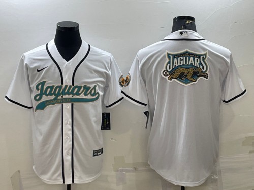 Jacksonville Jaguars White Team Big Logo With Patch Cool Base Stitched Jersey