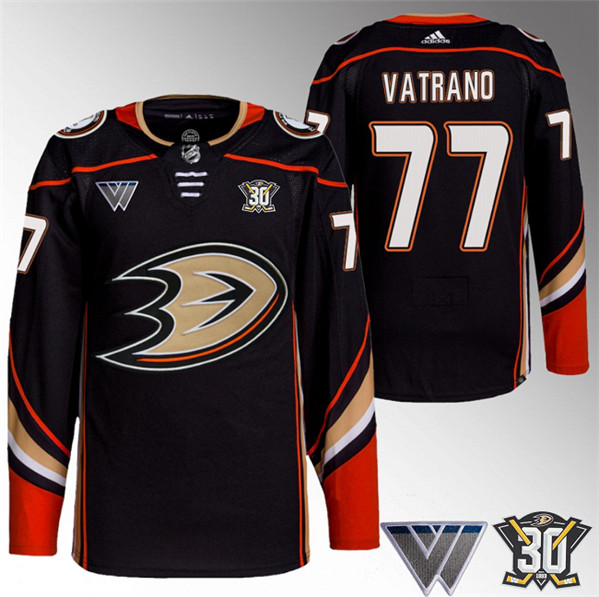 Anaheim Ducks #77 Frank Vatrano Black 30th Anniversary Stitched Jersey