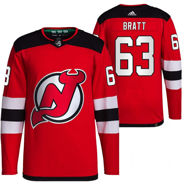 New Jersey Devils #63 Jesper Bratt Red Stitched Jersey