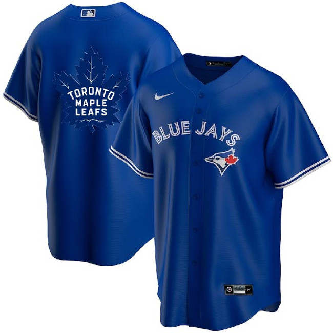 Toronto Blue Jays Leafs Royal With Royal Leafs Log Cool Base Stitched Jersey