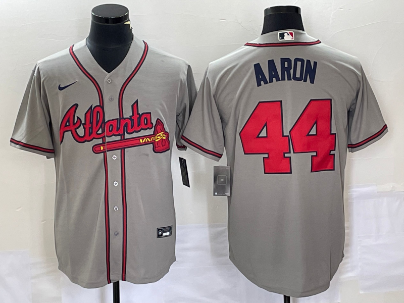 Atlanta Braves #44 Hank Aaron Gray Cool Base Stitched Jersey