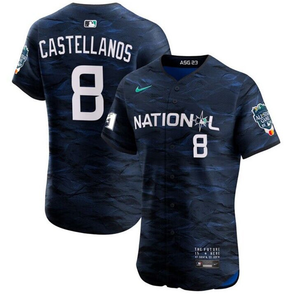 Philadelphia Phillies #8 Nick Castellanos Royal 2023 All-Star Flex Base Stitched Jersey