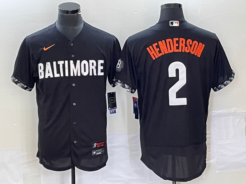 Baltimore Orioles #2 Gunnar Henderson Black 2023 City Connect Flex Base Stitched Jersey