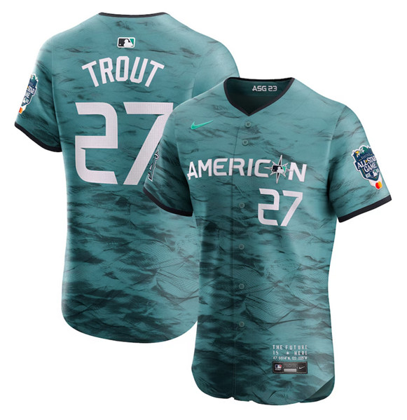 Los Angeles Angels #17 Mike Trout Teal 2023 All-Star Flex Base Stittched Jersey