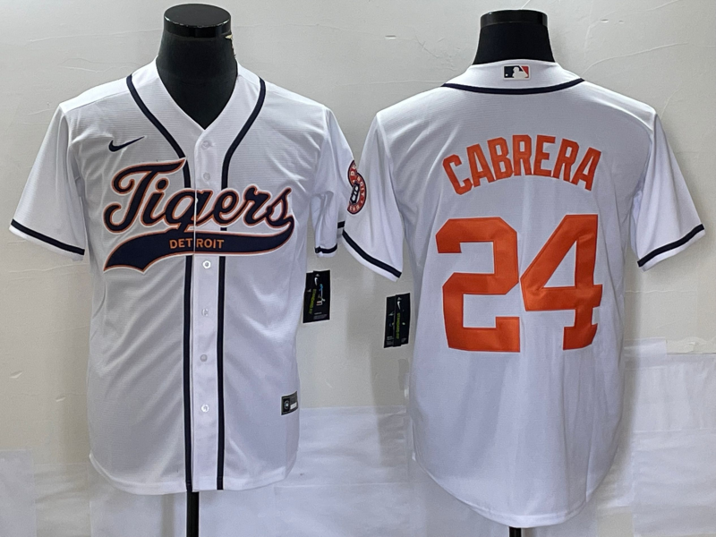 Detroit Tigers #24 Miguel Cabrera White Cool Base Stitched Jersey