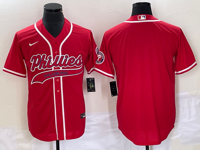 Philadelphia Phillies Blank Red Cool Base Stitched Jersey