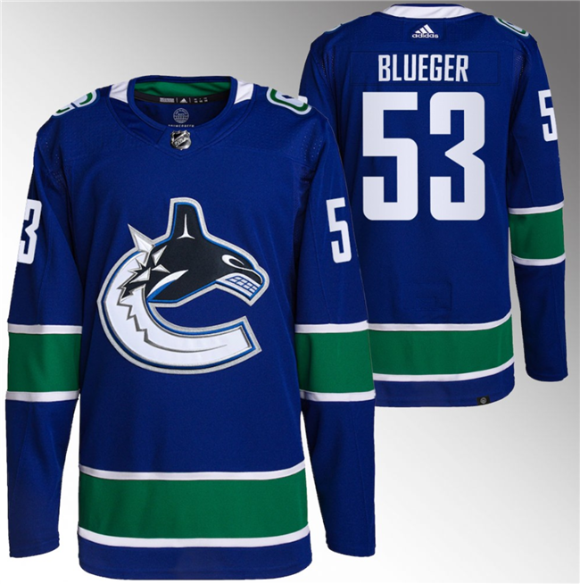 Vancouver Canucks #53 Teddy Blueger Blue Retro Stitched Jersey