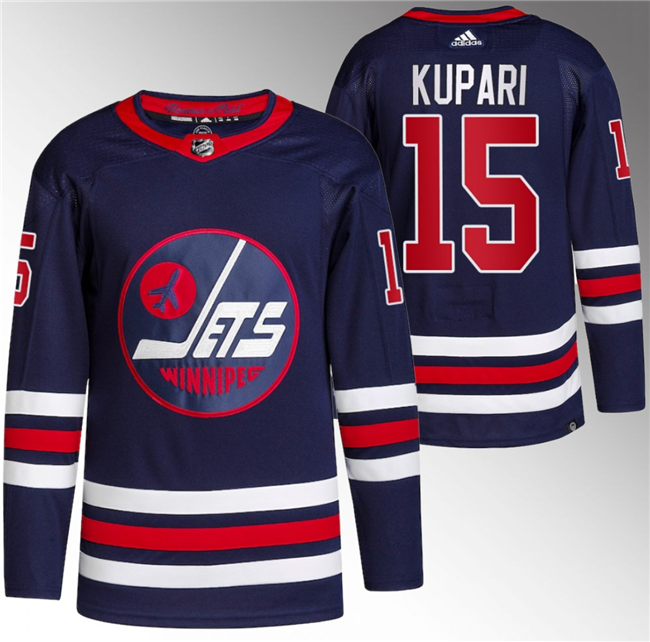 Winnipeg Jets #15 Rasmus Kupari 2021 22 Navy Stitched Jersey