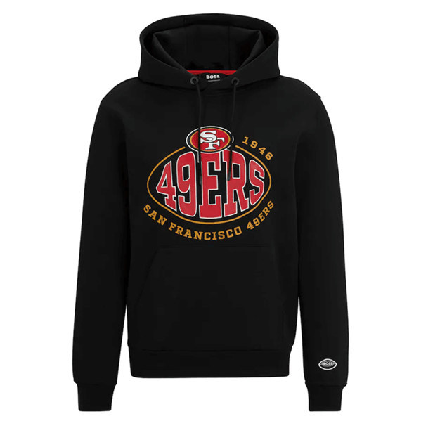 San Francisco 49ers Black BOSS X Touchback Pullover Hoodie