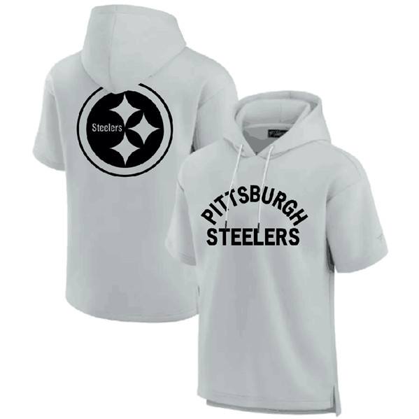 Pittsburgh Steelers Gray Super Soft Fleece Short Sleeve Hoodie