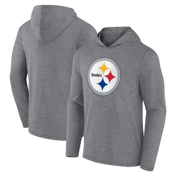 Pittsburgh Steelers Heather Gray Primary Logo Long Sleeve Hoodie