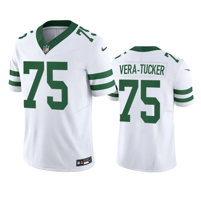 New York Jets #75 Alijah Vera-Tucker White 2023 F.U.S.E. Vapor Limited Throwback Stitched Jersey